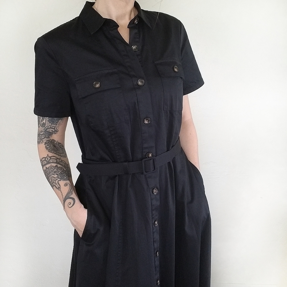 J.jill black XS short sleeve academia maxi dress